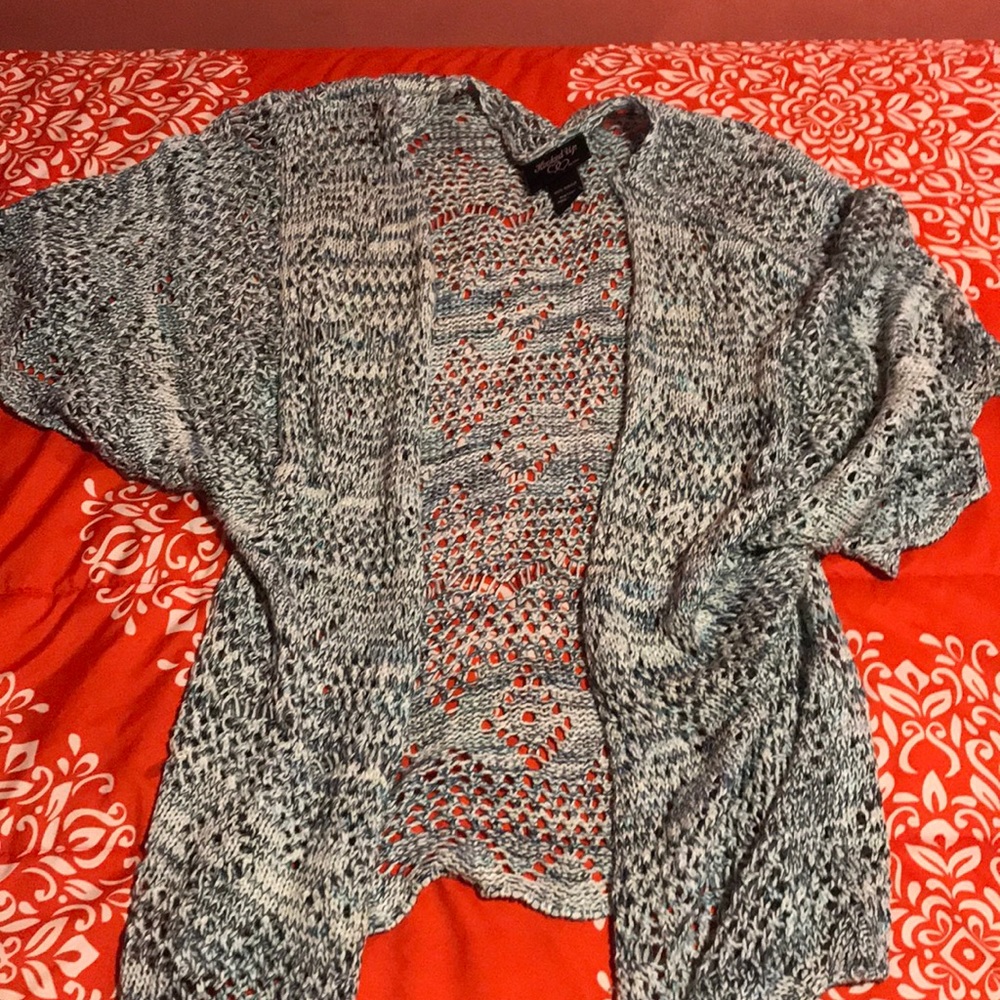 White and blue cardigan